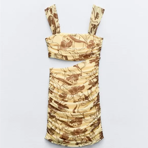 Zara Cut out Printed Tulle Dress
