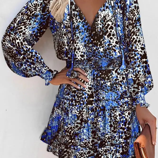 Zendaya Blue Splicing V Neck Mini Dress